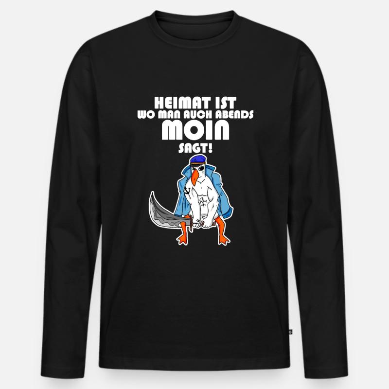Nordsee - Männer Premium Bio Langarmshirt - Schwarz