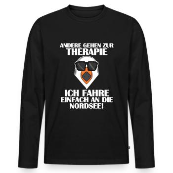 Nordsee Plattdeutsch Spruch - Männer Premium Bio Langarmshirt - Schwarz - Vorne - Nico (187cm)