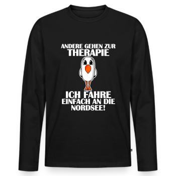 Nordsee - Männer Premium Bio Langarmshirt - Schwarz - Vorne - Nico (187cm)