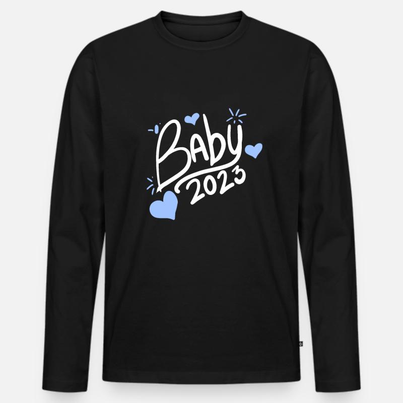 Baby 2023 Junge - Männer Premium Bio Langarmshirt - Schwarz