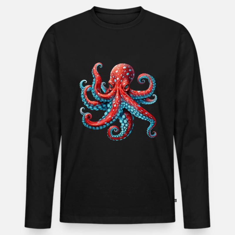 OCTOPUS GRAPHIC KRAKEN DESIGNS - Männer Premium Bio Langarmshirt - Schwarz