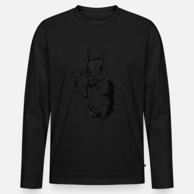 EICHHÖRNCHEN GRAPHIK - Männer Premium Bio Langarmshirt - Schwarz
