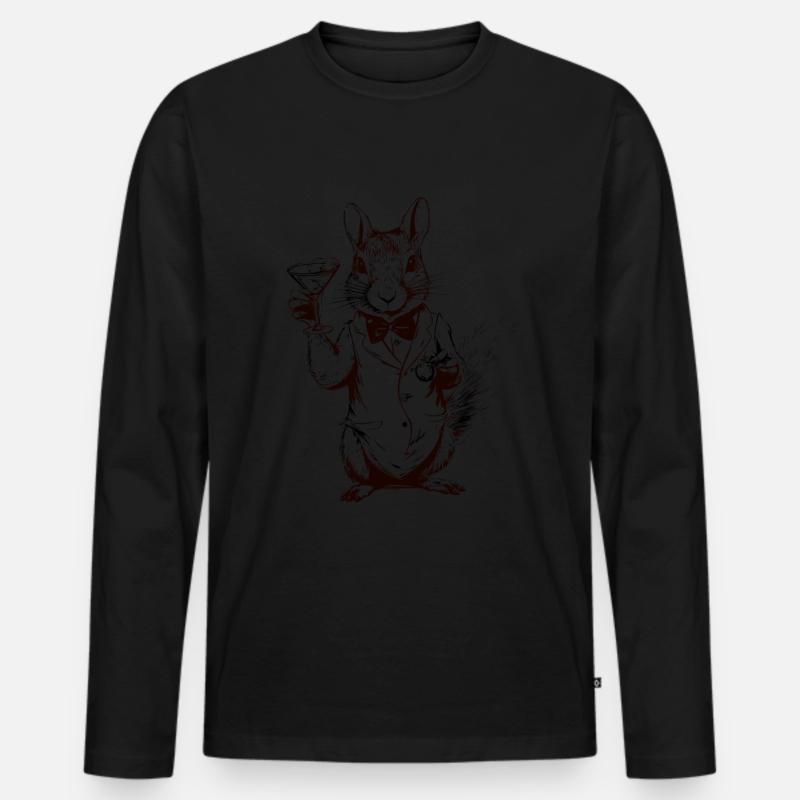 EICHHÖRNCHEN GRAPHIK - Männer Premium Bio Langarmshirt - Schwarz
