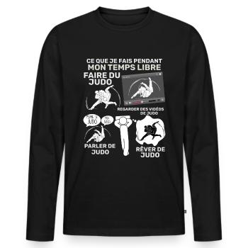 Judo Passion Sport Arts Martiaux - T-shirt manches longues Premium bio Homme - noir - Devant - Nico (187cm)