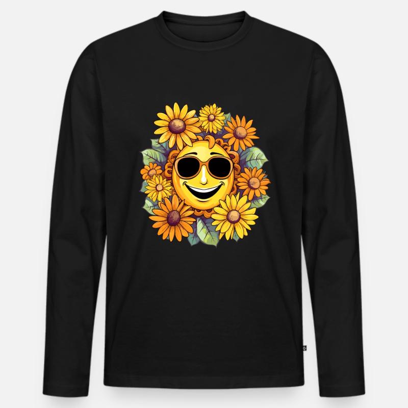 HIPPIE DESIGN - Männer Premium Bio Langarmshirt - Schwarz
