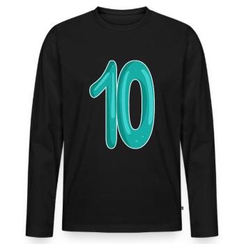 Dix numéros 10 - T-shirt manches longues Premium bio Homme - noir - Devant - Nico (187cm)