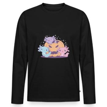 Drôle d’axolotl - T-shirt manches longues Premium bio Homme - noir - Devant - Nico (187cm)