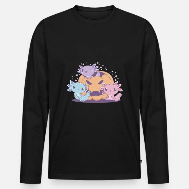 Lustiges Axolotl - Männer Premium Bio Langarmshirt - Schwarz