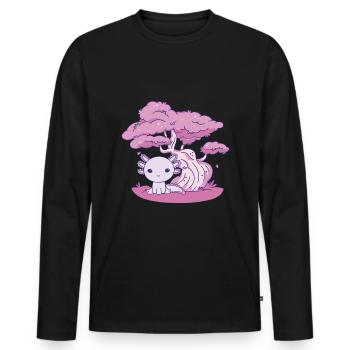 Drôle d’axolotl - T-shirt manches longues Premium bio Homme - noir - Devant - Nico (187cm)