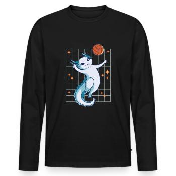 Lustiges Axolotl Basketball - Männer Premium Bio Langarmshirt - Schwarz - Vorne - Nico (187cm)