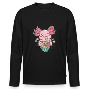 Ramen drôle d’axolotl - T-shirt manches longues Premium bio Homme - noir - Devant - Nico (187cm)