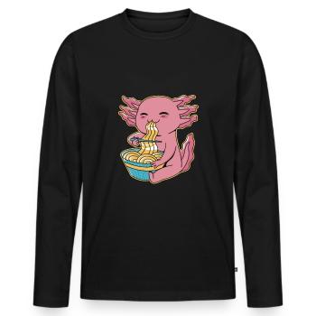 Lustiges Axolotl Ramen - Männer Premium Bio Langarmshirt - Schwarz - Vorne - Nico (187cm)