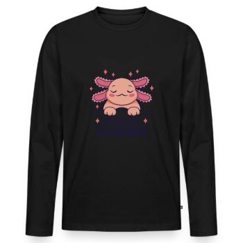 Lustiges Axolotl Schlafen - Männer Premium Bio Langarmshirt - Schwarz - Vorne - Nico (187cm)