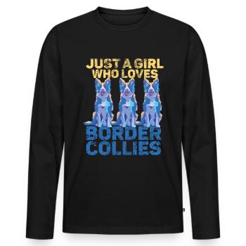 Design unique par Border Collie maman et papa - T-shirt manches longues Premium bio Homme - noir - Devant - Nico (187cm)