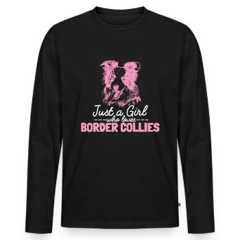 Border Collie chien papa maman Collie Design - T-shirt manches longues Premium bio Homme - noir - Devant - Nico (187cm)