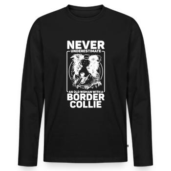 Unique border collie design for - Men's Premium Organic Long Sleeve Shirt - black - Front - Nico (187cm)
