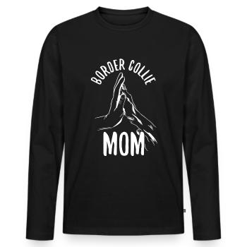 Unique Border Collie Love Art - Men's Premium Organic Long Sleeve Shirt - black - Front - Nico (187cm)