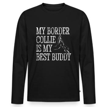 Border Collie papa maman Canine Design - T-shirt manches longues Premium bio Homme - noir - Devant - Nico (187cm)