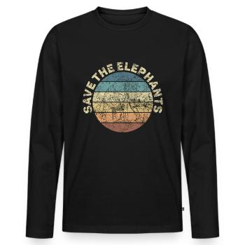 Elefant Spirituelles Tier in Retro Vintage Optik - Männer Premium Bio Langarmshirt - Schwarz - Vorne - Nico (187cm)