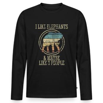 Éléphant Animal amour Design Vintage - T-shirt manches longues Premium bio Homme - noir - Devant - Nico (187cm)