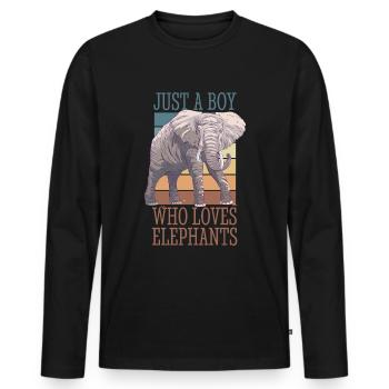 Rétro Vintage éléphant spirituel Animal Design - T-shirt manches longues Premium bio Homme - noir - Devant - Nico (187cm)