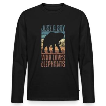 Éléphant Animal amour Design Vintage - T-shirt manches longues Premium bio Homme - noir - Devant - Nico (187cm)