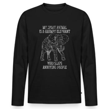 Éléphant Animal Retro Design Vintage Feeling - T-shirt manches longues Premium bio Homme - noir - Devant - Nico (187cm)