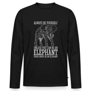 Éléphant Animal amour Design Vintage - T-shirt manches longues Premium bio Homme - noir - Devant - Nico (187cm)