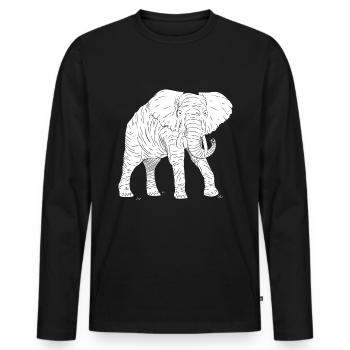 d’éléphant Animal Rétro Vintage Design - T-shirt manches longues Premium bio Homme - noir - Devant - Nico (187cm)