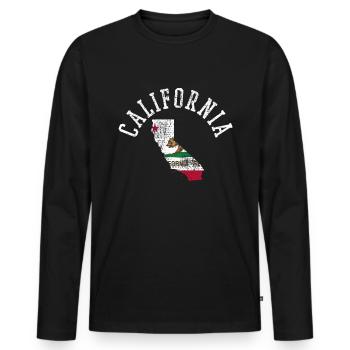 Vibrant California Usa Flags Patriot Design - Men's Premium Organic Long Sleeve Shirt - black - Front - Nico (187cm)
