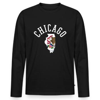 Chicago États-Unis Drapeau Patriot Pride État d’origine - T-shirt manches longues Premium bio Homme - noir - Devant - Nico (187cm)