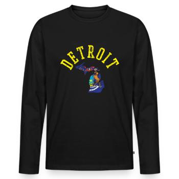Detroit USA Pride Patriot Flag Independence - Men's Premium Organic Long Sleeve Shirt - black - Front - Nico (187cm)
