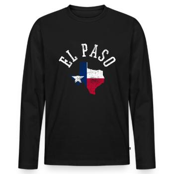 El Paso USA Flag Patriotic Design - Men's Premium Organic Long Sleeve Shirt - black - Front - Nico (187cm)