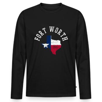 Fort Worth Home State USA Flag Patriotic - Men's Premium Organic Long Sleeve Shirt - black - Front - Nico (187cm)