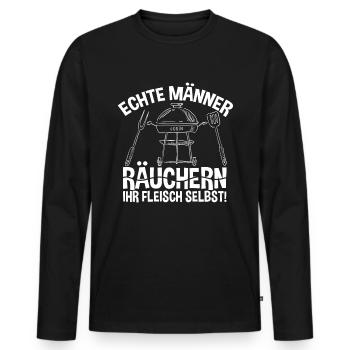 Entdecken Sie Die Grillmeister-essenz In Ihnen - Männer Premium Bio Langarmshirt - Schwarz - Vorne - Nico (187cm)