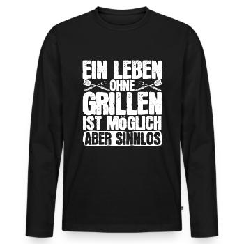 Développez vos compétences en matière de grillades avec le - T-shirt manches longues Premium bio Homme - noir - Devant - Nico (187cm)