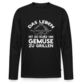 Expand your barbecue game with exclusive design - Men's Premium Organic Long Sleeve Shirt - black - Front - Nico (187cm)