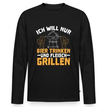 Découvrez le rêve du maître du grill dans chacun d’eux - T-shirt manches longues Premium bio Homme - noir - Devant - Nico (187cm)