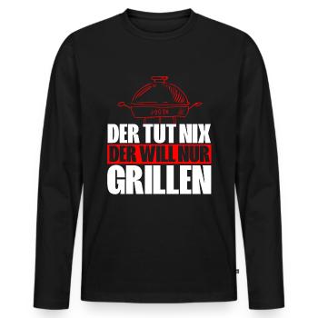 Expand your barbecue game with this - Men's Premium Organic Long Sleeve Shirt - black - Front - Nico (187cm)