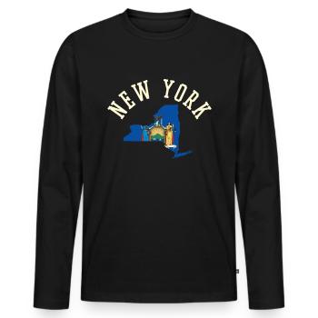 New York Usa Flag Patriot Pride Home State - Men's Premium Organic Long Sleeve Shirt - black - Front - Nico (187cm)