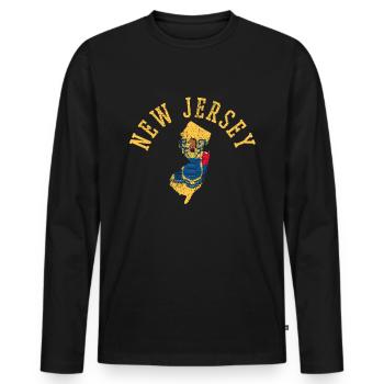 New Jersey USA Flag Patriot Home State Design - Men's Premium Organic Long Sleeve Shirt - black - Front - Nico (187cm)