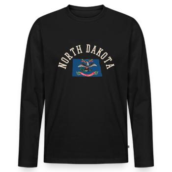 Nord Dakota Usa Flagge Patriot Heimatstolz Design - Männer Premium Bio Langarmshirt - Schwarz - Vorne - Nico (187cm)