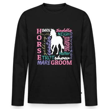 Équestre Love Horse Racing Horse Head Dictons - T-shirt manches longues Premium bio Homme - noir - Devant - Nico (187cm)