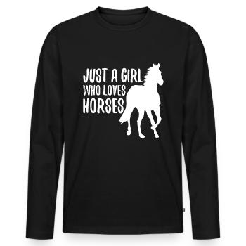 Nur ein Mädchen, das Pferdedesign liebt - Männer Premium Bio Langarmshirt - Schwarz - Vorne - Nico (187cm)