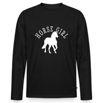 Nur ein Mädchen, das Pferde liebt Pferde Fan - Männer Premium Bio Langarmshirt - Schwarz - Vorne - Nico (187cm)
