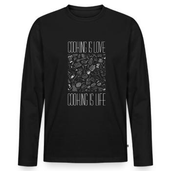 Libérez votre créativité en cuisine avec humour - T-shirt manches longues Premium bio Homme - noir - Devant - Nico (187cm)