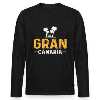 Découvrez la beauté des îles Canaries - T-shirt manches longues Premium bio Homme - noir - Devant - Nico (187cm)