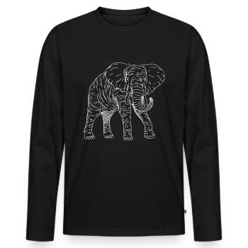 d’éléphant Animal Rétro Vintage Design - T-shirt manches longues Premium bio Homme - noir - Devant - Nico (187cm)