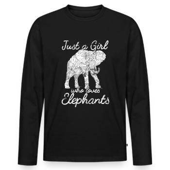Elefantenliebe Im Retro Design Für Geisttier Fans - Männer Premium Bio Langarmshirt - Schwarz - Vorne - Nico (187cm)