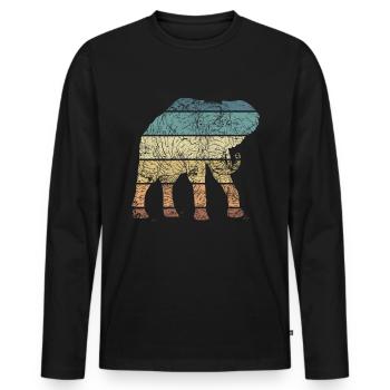 d’éléphant Animal Rétro Amour Vintage Design - T-shirt manches longues Premium bio Homme - noir - Devant - Nico (187cm)